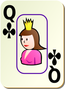 Bordered Queen Of Clubs Clip Art